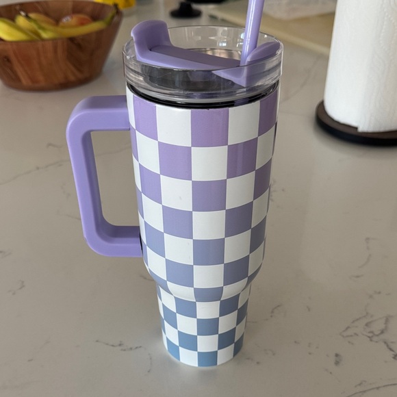 Purple and White Checkered Tumbler - Picture 6 of 6